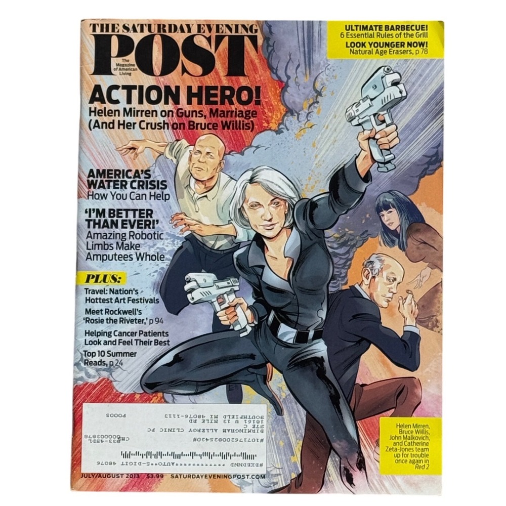 Saturday Evening Post July/August 2013 Red 2 Helen‎ Mirren Bruce Willis Magazine